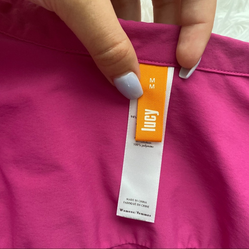 Lucy Button Down Purple Pink Flex Active Top Shirt - image 7
